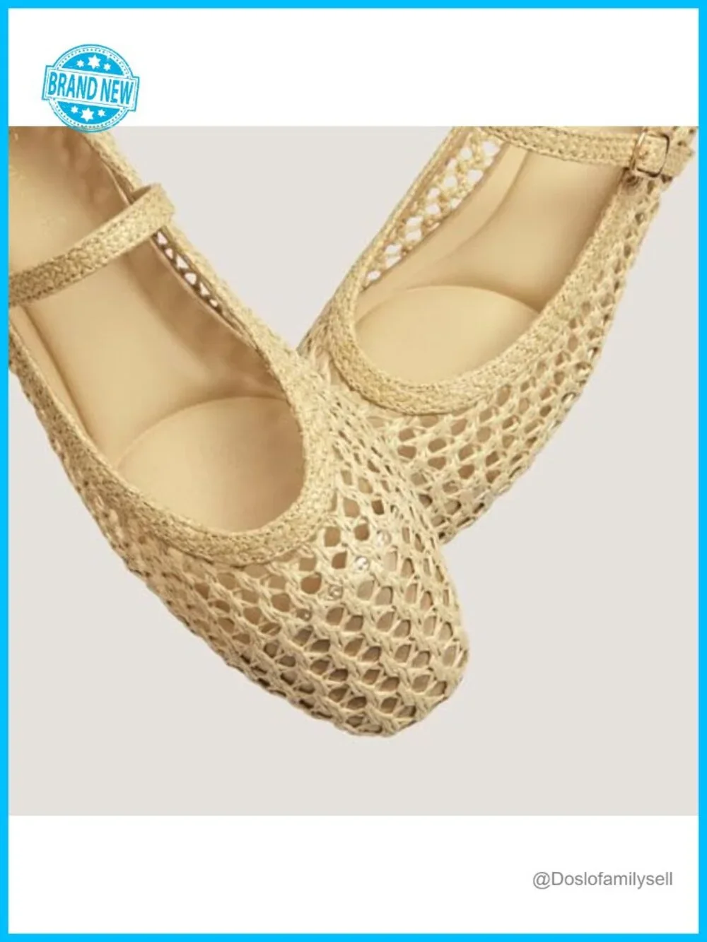 Woven Mary Jane Flats Adjustable Strap Round Toe Ballet Flats